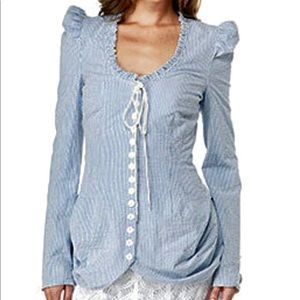 Betsey Johnson size 10 Seersucker Bustle Jacket